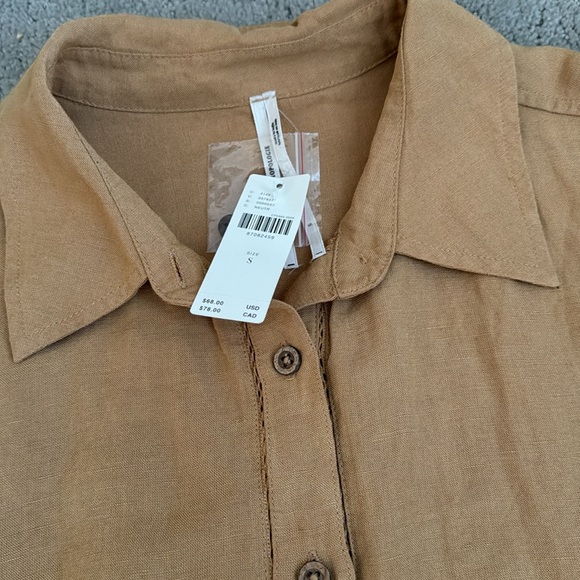 By Anthropologie Short-Sleeve Linen Button-Down Shirt - Picture 10 of 10